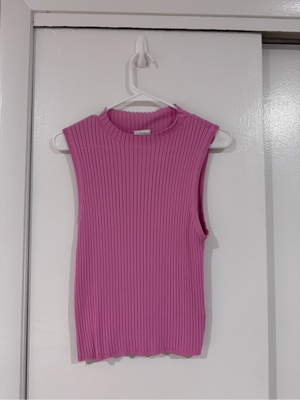 Lucy Paris Ribbed Mock Neck Tank - Pink